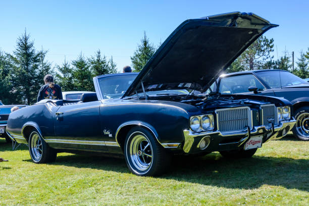 1971 Oldsmobile Cutlass Supreme convertible Hilden, Nova Scotia, Canada - September 21, 2019 : 1971 Oldsmobile Cutlass Supreme convertible at Scotia Pine Show & Shine at Scotia Pine Campground. 1971 stock pictures, royalty-free photos & images