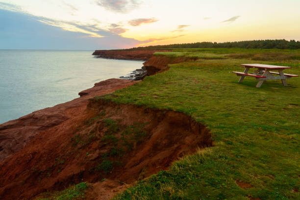 Sunrise in the Oceanview Lookoff, Cavendish, PEI Sunrise view in the Oceanview Lookoff, Cavendish, Prince Edward Island, Canada cavendish beach stock pictures, royalty-free photos & images