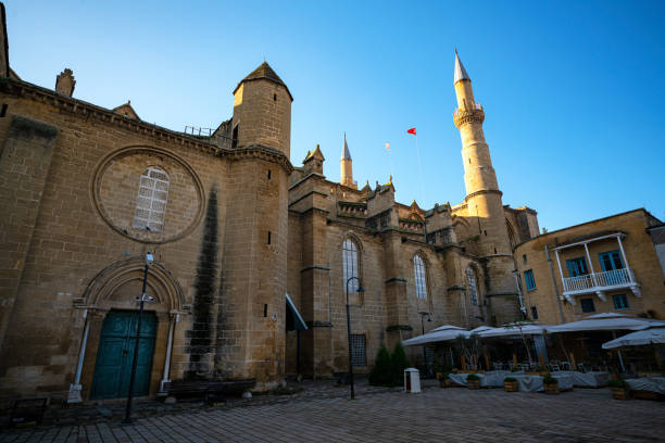 Cathedral of Saint Nicholas, Nicosia/Cyprus-december 16, 2019: the streets and old buildings of the largest city, capital, and seat of government of the island of Cyprus