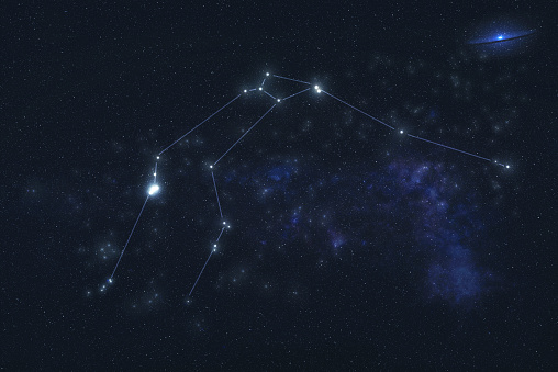 Aquarius constellation stars in outer space. Zodiac Sign Aquarius constellation lines. Elements of this image were furnished by NASA