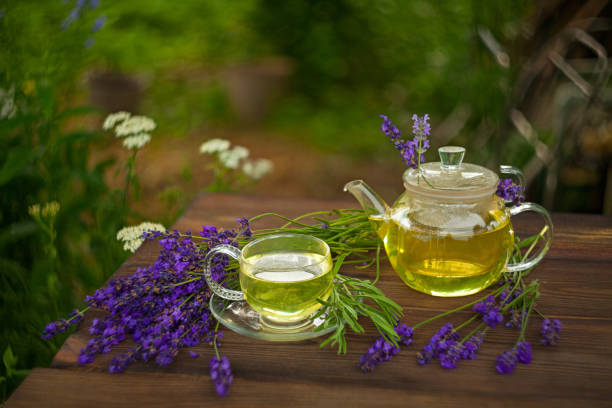 istock delicious green tea in beautiful glass bowl on table 1197197905
