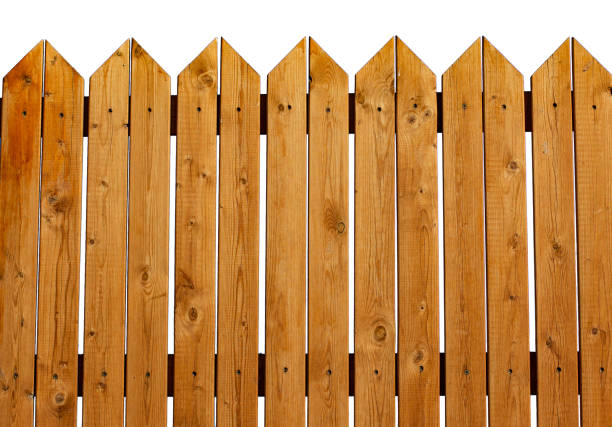 wooden fence textured garden background object isolated on white