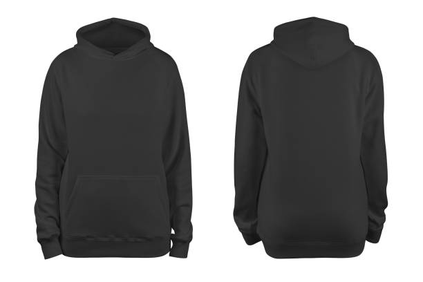 istock woman's black blank hoodie template,from two sides, natural shape on invisible mannequin, for your design mockup for print, isolated on white background 1197201465