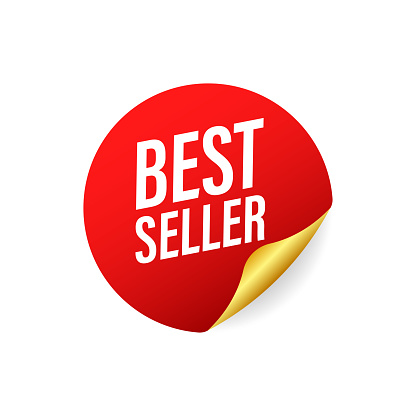 Best Seller red label, sticker on white background. Vector stock illustration.