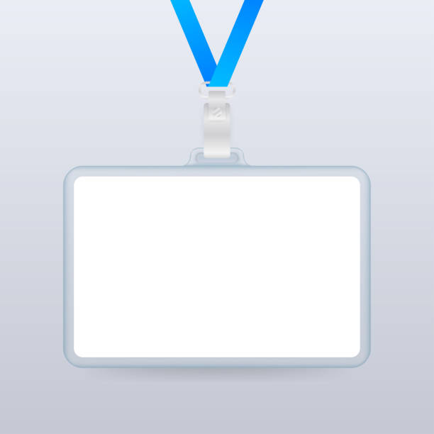 istock Blank plastic ID badge mockup on metal clip. Vector stock illustration. 1197203840