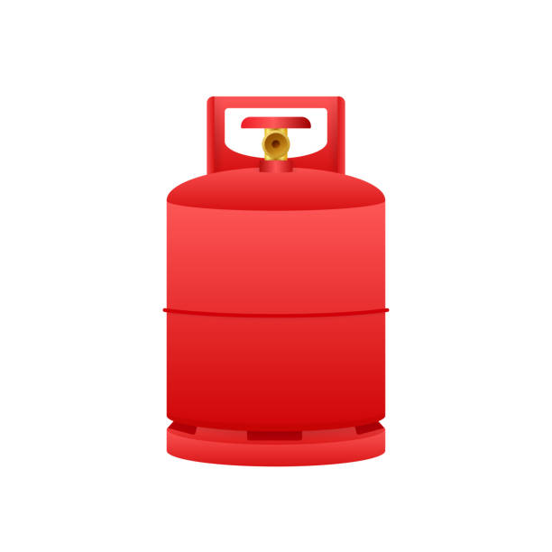 illustrazioni stock, clip art, cartoni animati e icone di tendenza di serbatoio bombole di gas. contenitore icona bottiglia propano gpl. gas ossigeno. illustrazione stock vettoriale - lpg tank