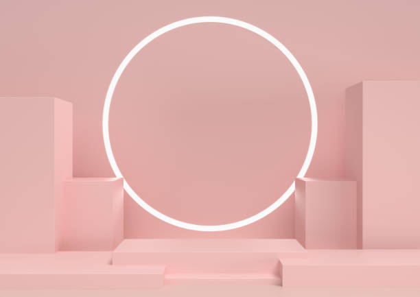 istock Stage podium scene for Award celebration on pink background, 3D render. 1197205845