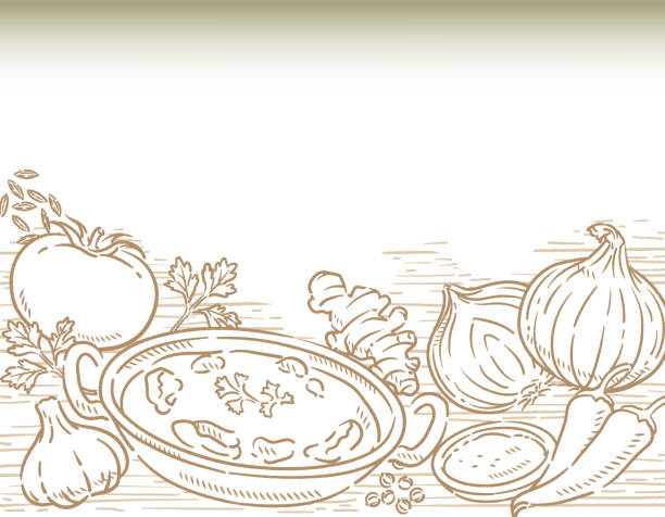 ilustrações de stock, clip art, desenhos animados e ícones de vegetables, indian spices for chicken curry isolated on white. - cilantro parsley spice white background