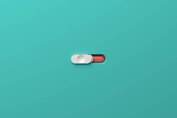 Pink start button on green background. Horizontal composition with copy space.