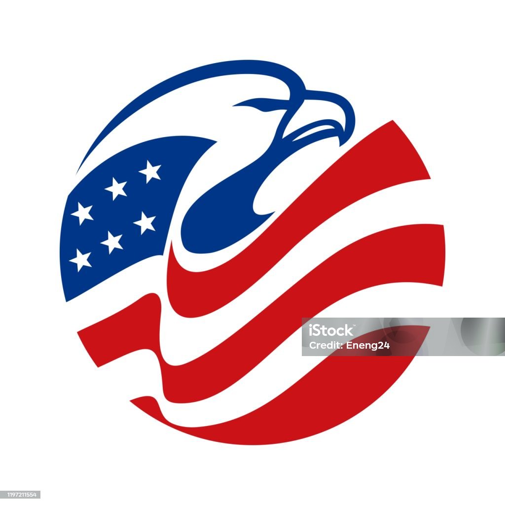 Eagle Head американский флаг круг абстрактных - Векторная графика Звёздно-полосатый флаг роялти-фри