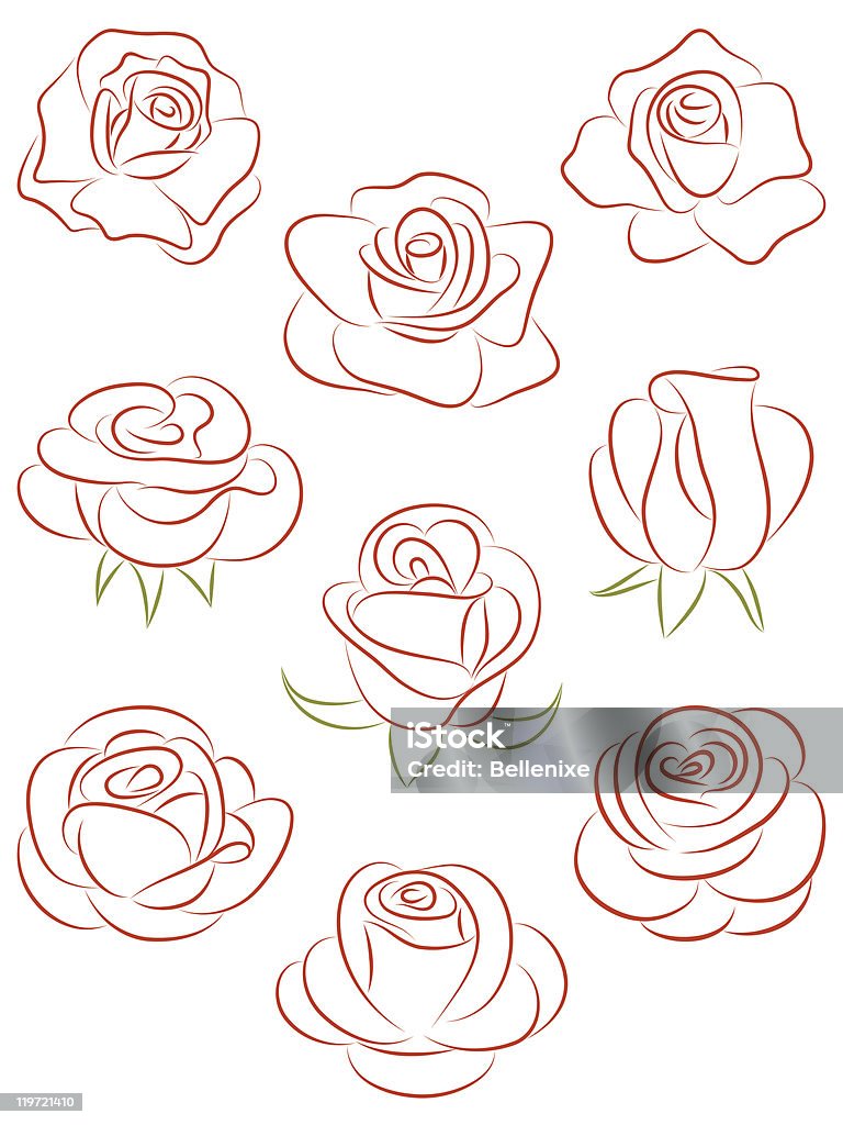 Set of roses. Vector illustration.  Abstract stock vector