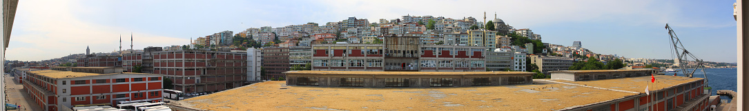 Panoramic view of the city of Istanbul, Turkey from the port side.