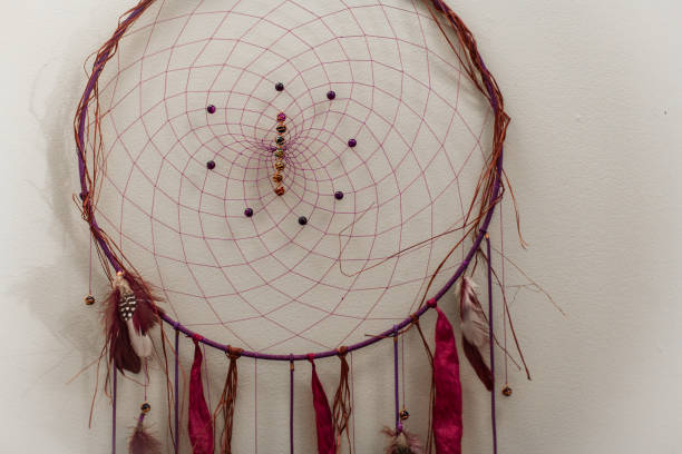 istock Very big dream catcher with real gem pearls weaved in the web. 1197226535