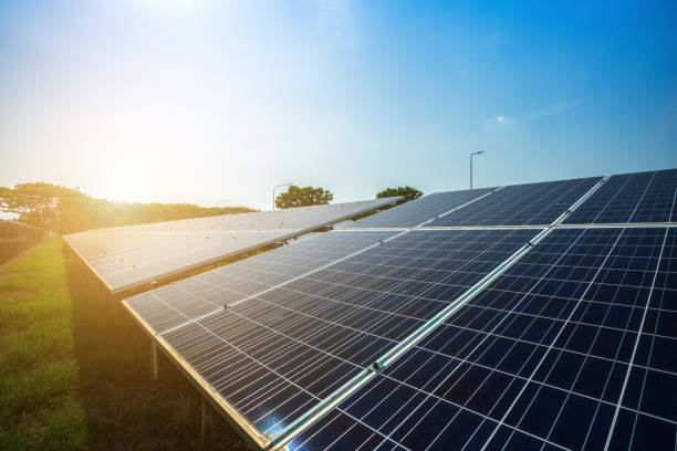 istock Solar panel on blue sky background, Alternative energy concept,Clean energy,Green energy. 1197232214