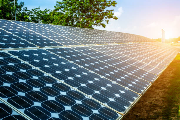 istock Solar panel on blue sky background, Alternative energy concept,Clean energy,Green energy. 1197232402