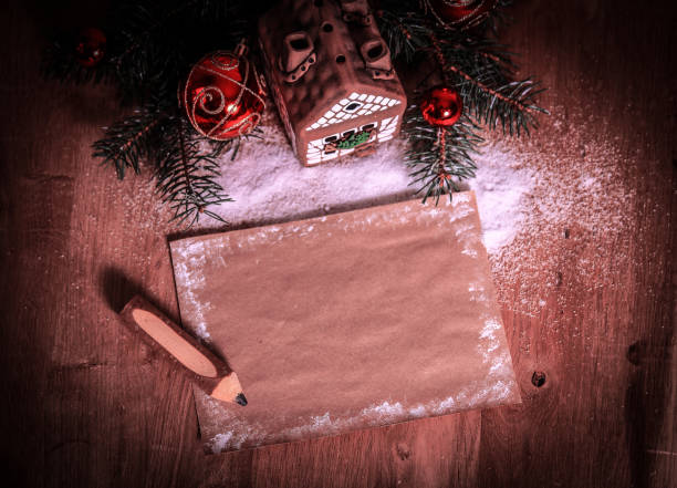 istock two Santa Claus and blank sheet for Christmas greetings . 1197234778