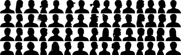 Highly Detailed Heads Highly detailed head silhouettes. woman silhouette vector stock illustrations
