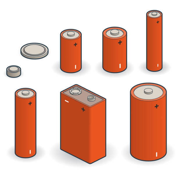 batteries vector art illustration