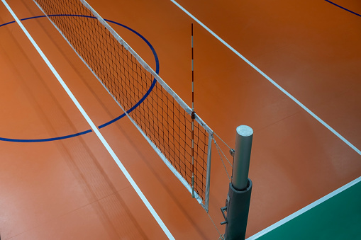 Close up photo of volleyball court, no people.
