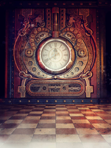 istock Steampunk clock in a vintage room 1197251998