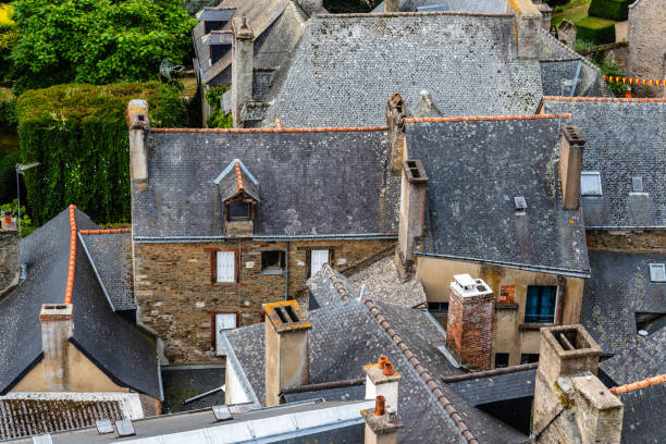 istock Slate roofs in medieval town. Josseline in Brittany 1197252880
