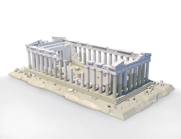 Parthenon temple on a bright day. Acropolis in Athens, Greece, with a clear deep blue sky