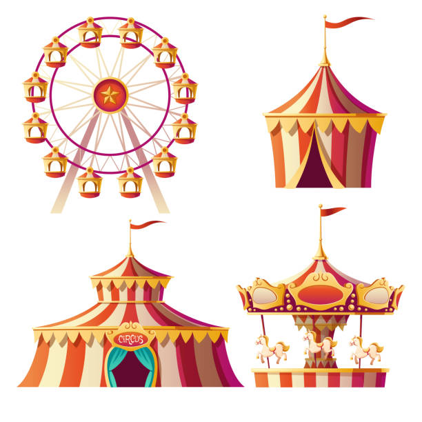 istock Amusement park, carnival or festive fair cartoon 1197254168