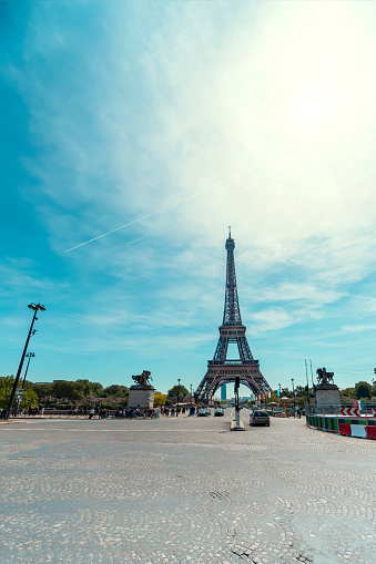 Eiffel Tower from Trocadero  in the early morning, Paris, France