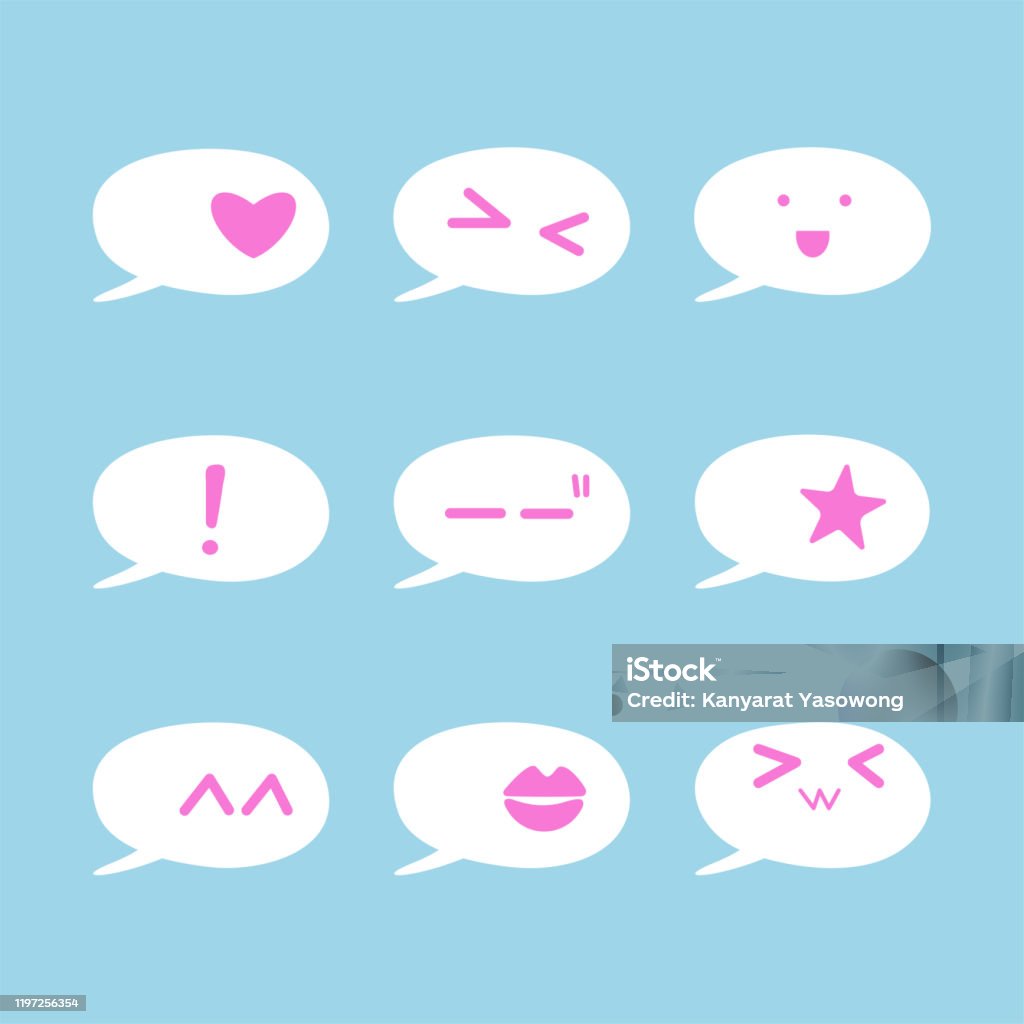 Text Set Emotions Cute Emotion Bubble Text Cartoon Set Vector Illustration Stock ...