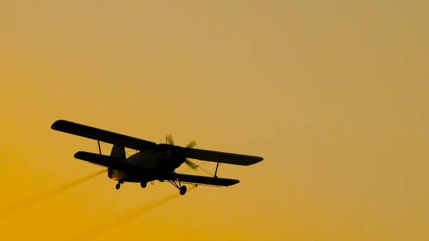 istock A crop duster flies low over a field of corn 1197259122