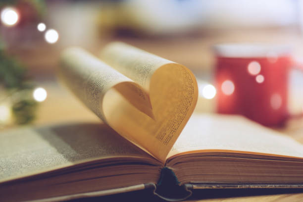 istock Love reading or Saint Valentine's Day background. Open book with a heart shape page. Knowledge, education or love concept 1197261085