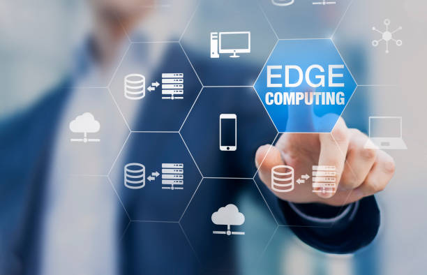 tecnología informática perimetral con red distribuida que realiza computación y almacenamiento de datos cerca del usuario en lugar de en la nube, servicio de internet para iot, gamelets y reconocimiento de ia, concepto - equipo informatico fotografías e imágenes de stock