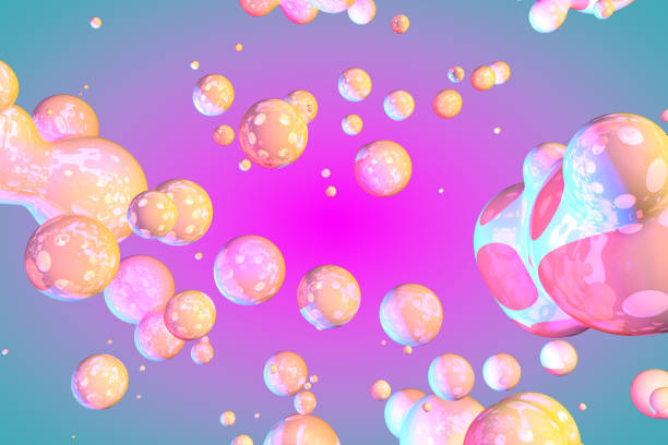 istock Abstract background or texture of bright glossy and shiny soap interference like bubbles with gradient - soft focus 3D illustration of background design template 1197264338