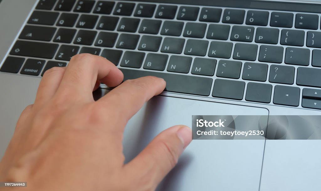 Someone Using A Keyboard Close Up Hand Using In Laptop Keyboard Stock Photo - Download Image Now ...