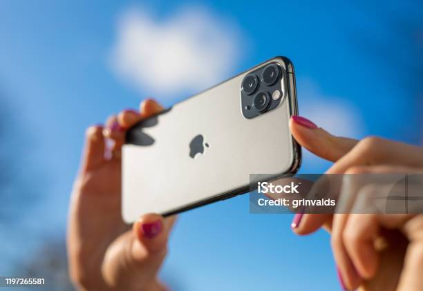 Apple Iphone 11 Pro Mobile Phone With Triplelens Camera Stock Photo - Download Image Now