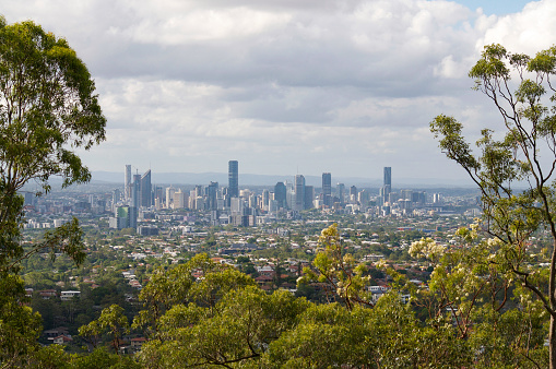Beautiful view of Brisbane city, seen from the Mount Gravatt outlook point
