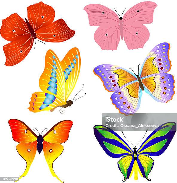Тропические Бабочек — стоковая векторная графика и другие изображения на тему Абстрактный - Абстрактный, Бабочка, Без людей