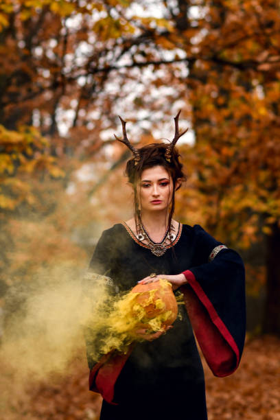 istock Asian Witch conjures in forest 1197271198