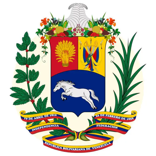 Vector illustration of Coat of arms of Bolivarian Republic of Venezuela