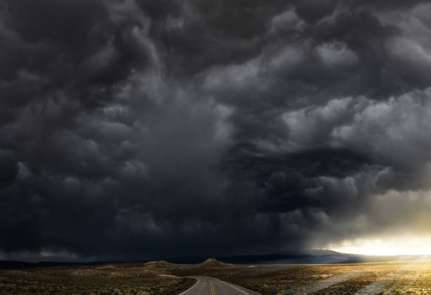 istock Utah road and incoming storm, panorama 1197279658