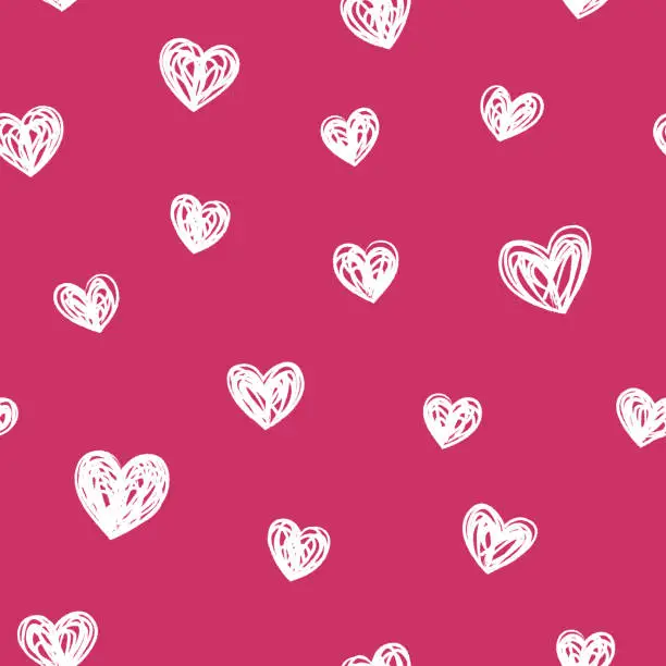 Vector illustration of Hand Drawn Hearts Seamless Background