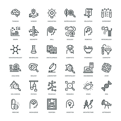 36 Science Icons - Line Series