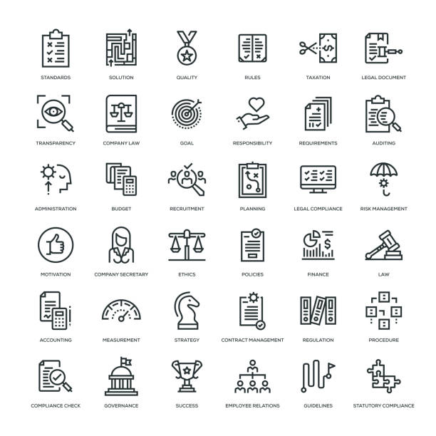 Compliance Icon Set 36 Compliance Icons - Line Series responsible business illustrations stock illustrations