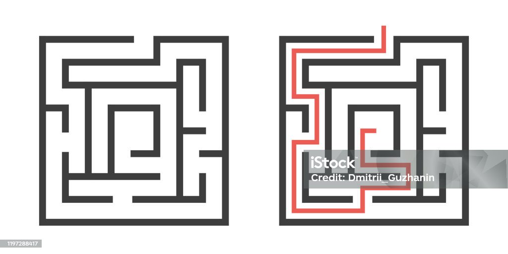 Mazes Task And Solution Stock Illustration - Download Image Now - Maze ...