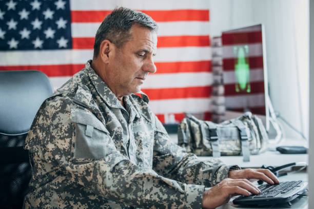 istock American soldier in office 1197289869
