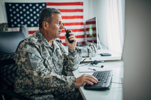 istock A senior US soldier using a walkie talkie 1197289904