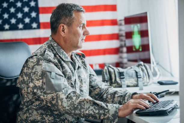istock American soldier in office 1197290909