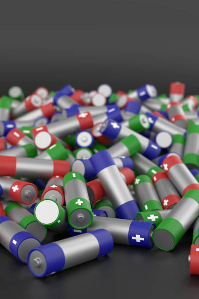 istock 3d rendering lot of battery on black background 1197293542