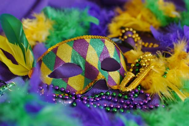 martedì grasso - mardi gras new orleans mask bead foto e immagini stock