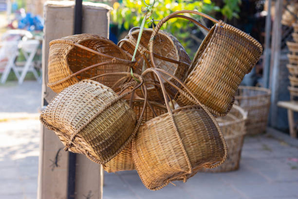 istock Wickerwork with bamboo crafts Local knowledge in Southeast Asia. 1197294510